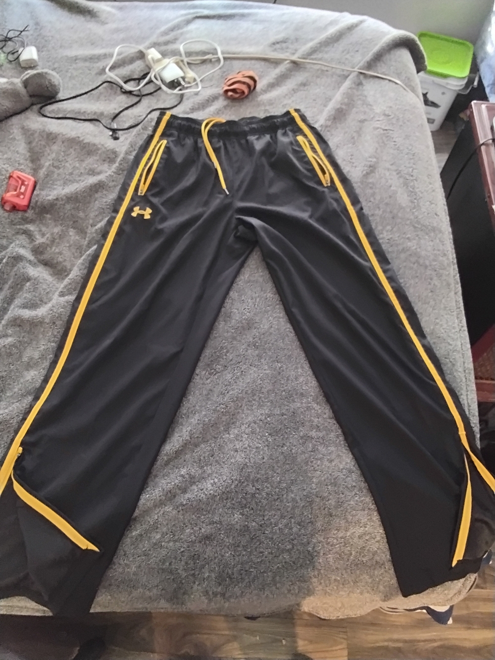 Under Armour Black Joggers with Yellow Trim and Zip Pockets